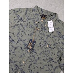 Frontier Threads Weatherproof Mens XL Leaf Print Shirt Green Blue Cotton NWT